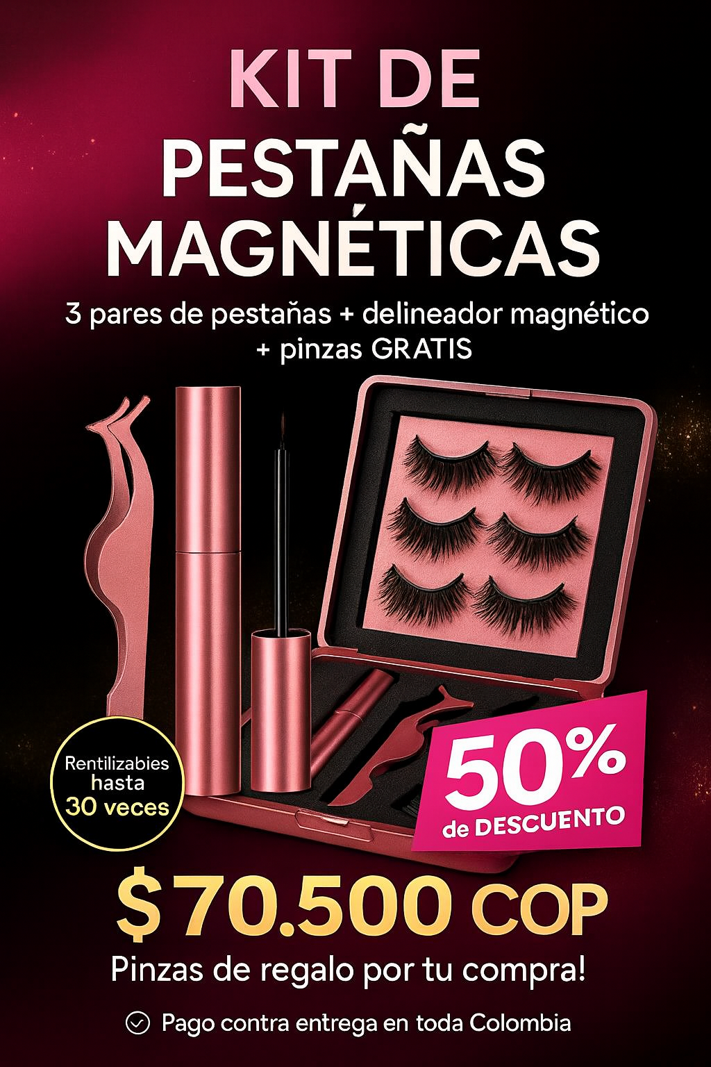 Pestañas Magnéticas M5 Lashes — Mirada impactante en segundos, sin pegamento.