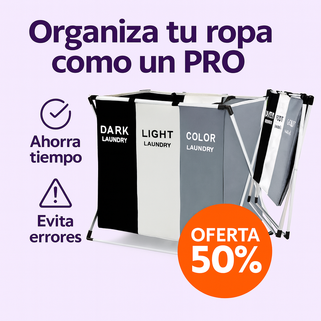 Organiza tu ropa como un PRO: Canasta Triple para Lavandería