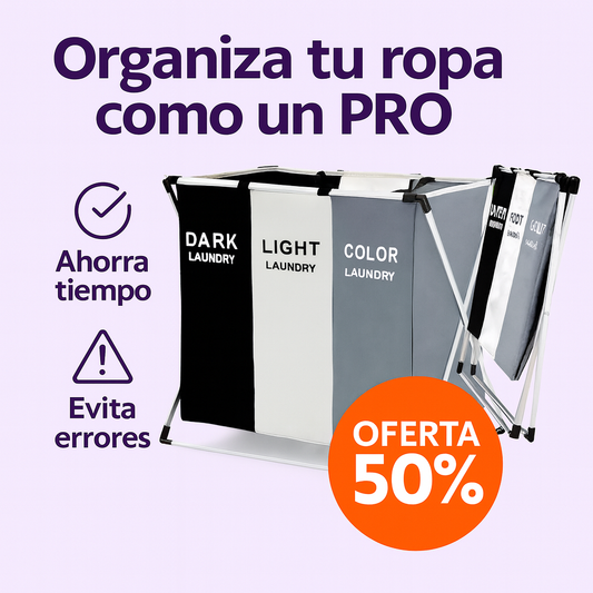 Organiza tu ropa como un PRO: Canasta Triple para Lavandería