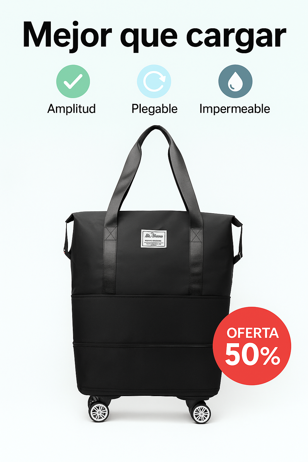 Bolso Plegable con Ruedas 3 en 1 – NEGRO