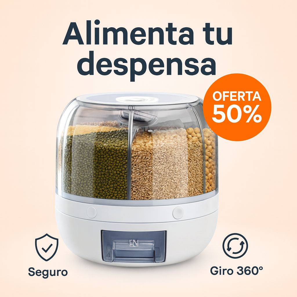 Dispensador Giratorio de Granos 360° – Organiza tu cocina con estilo y practicidad