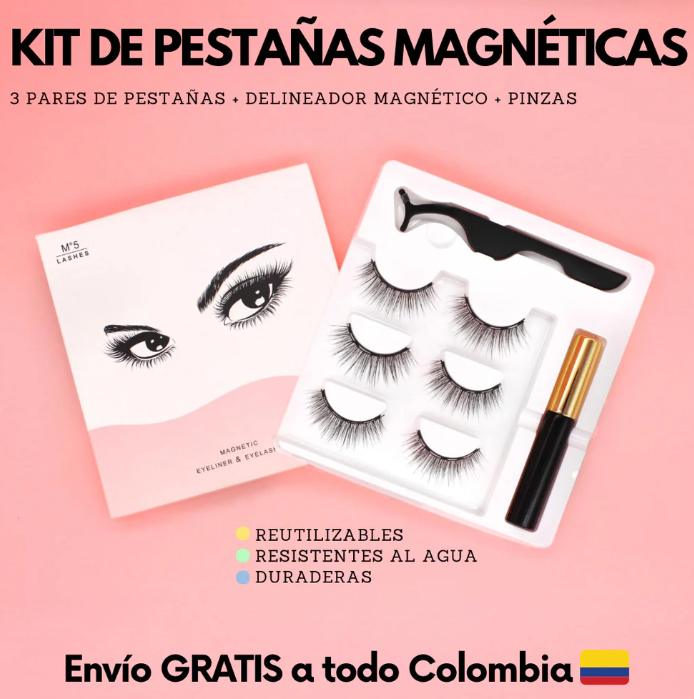 Pestañas Magnéticas M5 Lashes — Mirada impactante en segundos, sin pegamento.