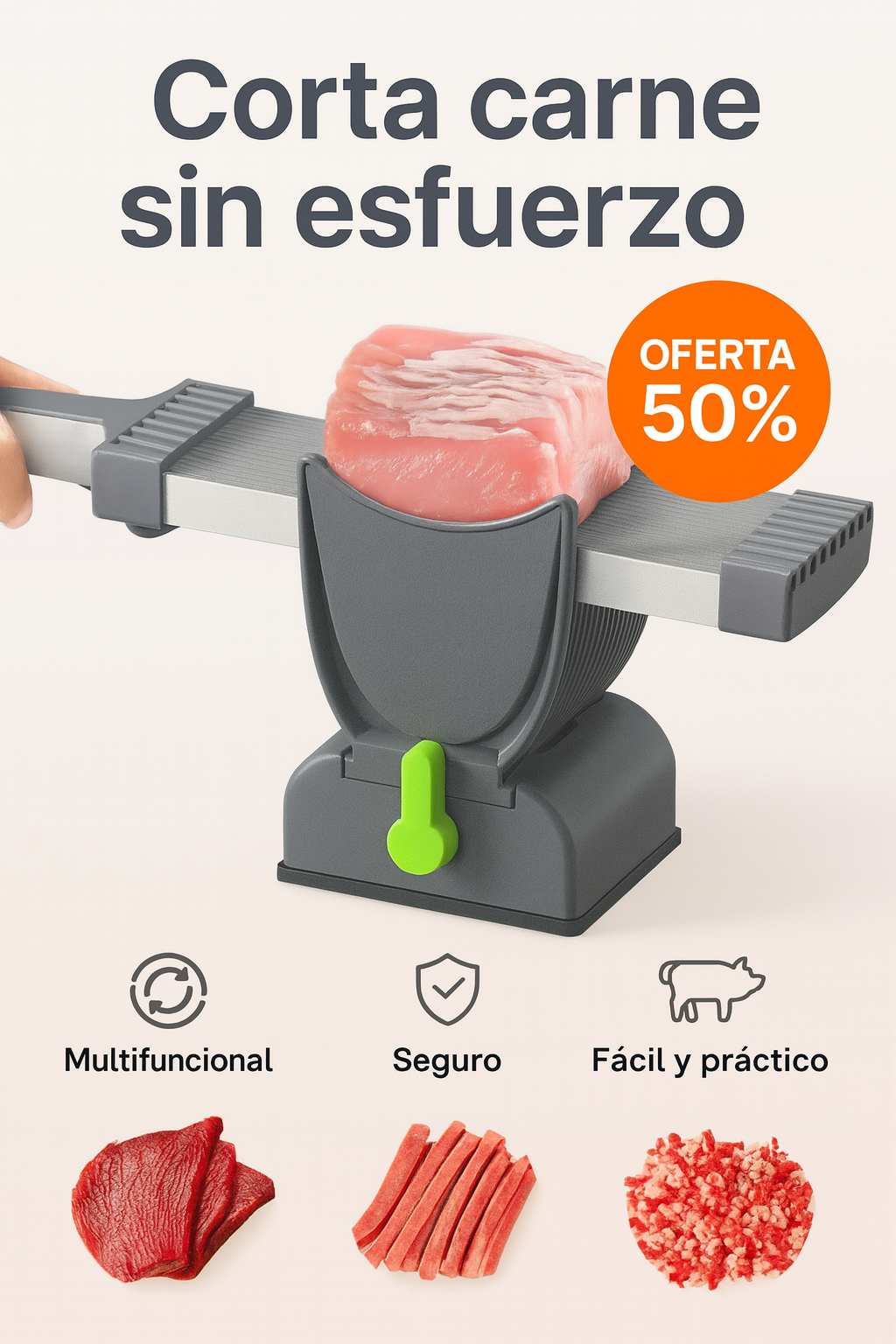 Cortador de Carne Multifuncional – Corta, rebana y pica en segundos