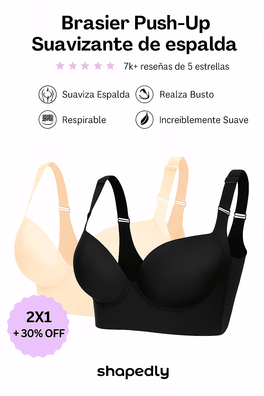 COMBO X3 brasieres sin varilla color beige