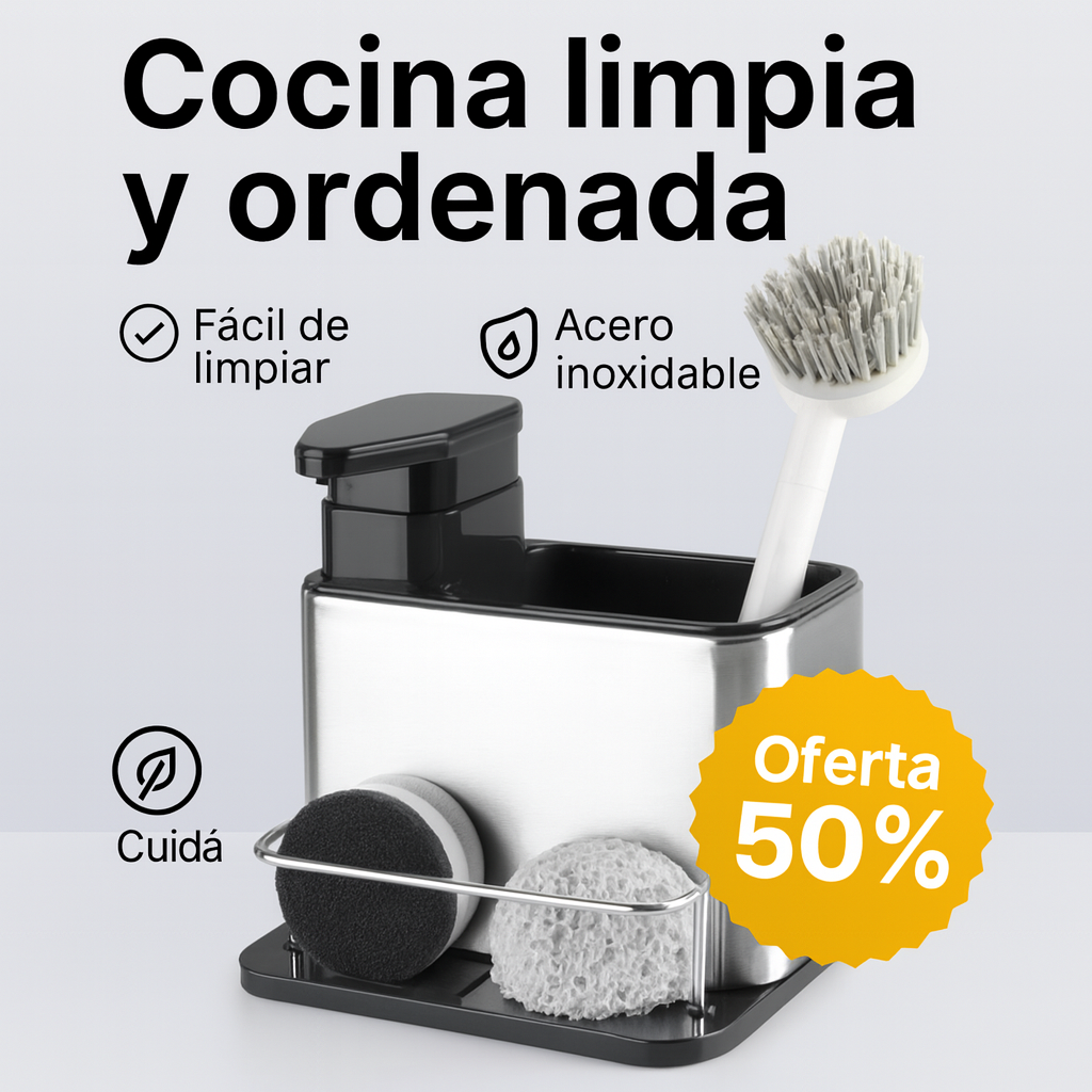 Organizador & Dispensador de Jabón de Acero Inoxidable