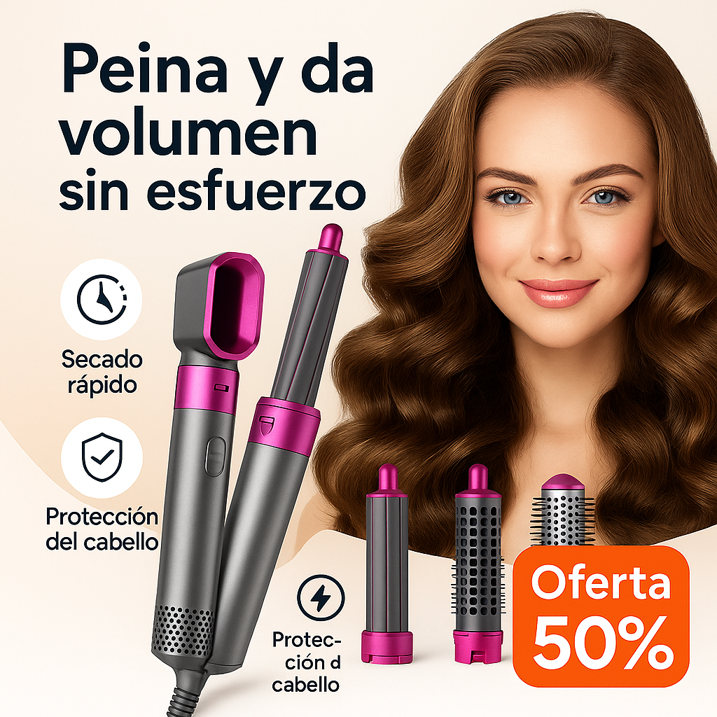 ✨ Cepillo Secador y Moldeador 5 en 1 – Cabello de Salón en Minutos ✨