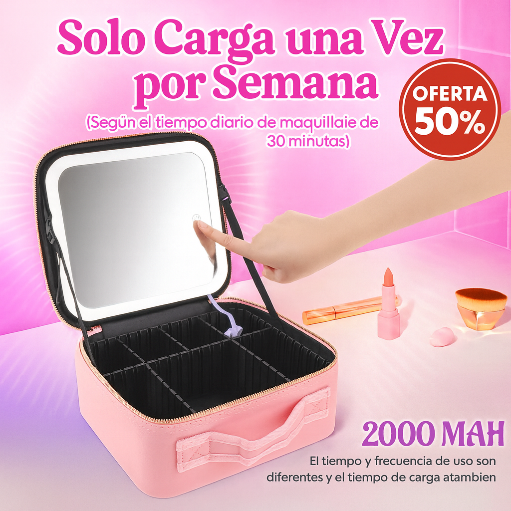 Organizador de Maquillaje con Espejo LED — Belleza y orden donde vayas 💡💋